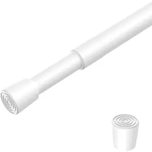 1 Pack Spring  Tension Rod 27-38" Adjustable Curtain Rods No Drill Extendable Spring Rod Tension Curtain Rods For Window Kitchen Shelves Rv Refrigerator And Small Spaces,White