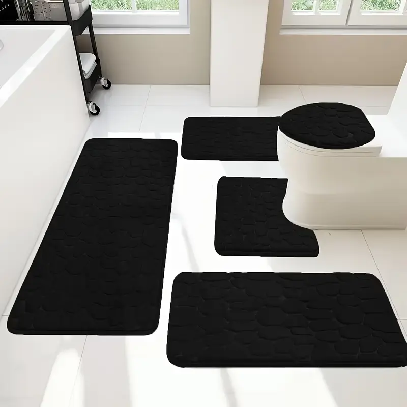 3/5-Piece Memory Foam Toilet Floor Mats Set - Quick-Drying, Water-Absorbent, Non-Slip Base, Bathroom Decor Set, Modern Home Decor for Bathrooms, Kitchens