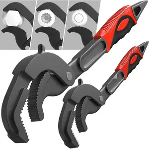Pipe Wrench Set, 10" and 15" Self Adjusting Wrench 2 Pipe Vise Wrench for 0.55"-2.48"/14-60mm Standard Nuts, Irregular Nuts, Pipes Use
