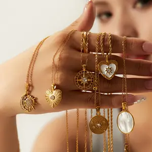 Vintage Mother-of-Pearl Titanium Steel Necklace  Luxury Minimalist High-End Jewelry