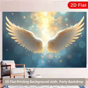 2D Flat - 1pc 2D Flat Banner | Angel Wings Polyester Backdrop for Outdoor, New Year'S Parties, Photography Studios, Wall Decorations, Family Dance Party Backdrops, and Commercial Event Decorations