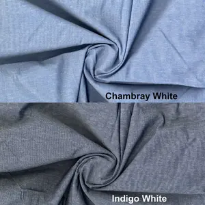Stretch Cotton Chambray Woven Fabric by the Yard, Cotton Spandex, Stretchable Dress Fabric, Breathable Sewing Fabric, Comfortable Apparel Fabric