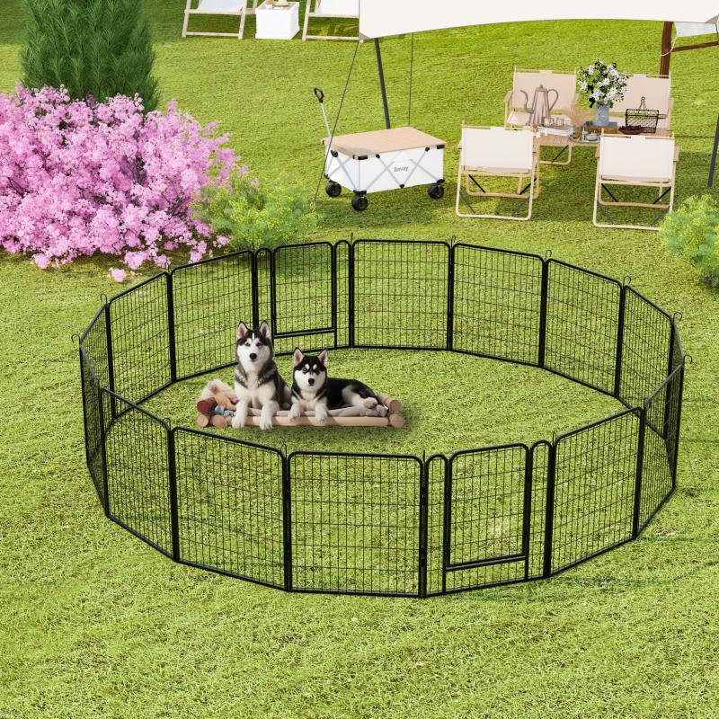 Aolio Dog Playpen 6/8/12/16 Panels Metal Pet Playpen, Outdoor Indoor Dog Exercise Barrier Fence, 32(31.7)inch