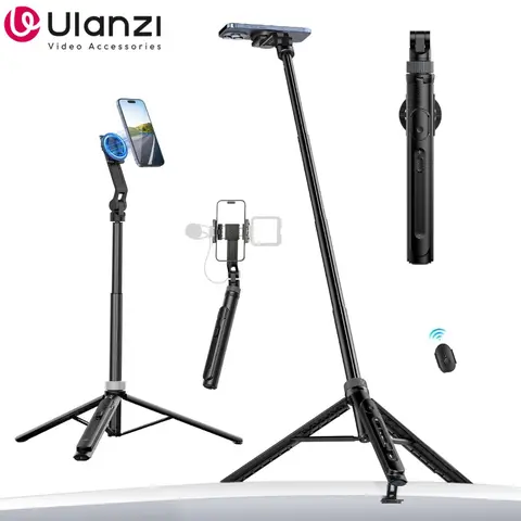 Ulanzi TT88 1.44M Overhead Selfie Stick Tripod with MagSafe Clip, Remote Control - Smartphone Accessory for Vlogging, Livestreaming, Electronic Gadgets, Tripod for iPhone