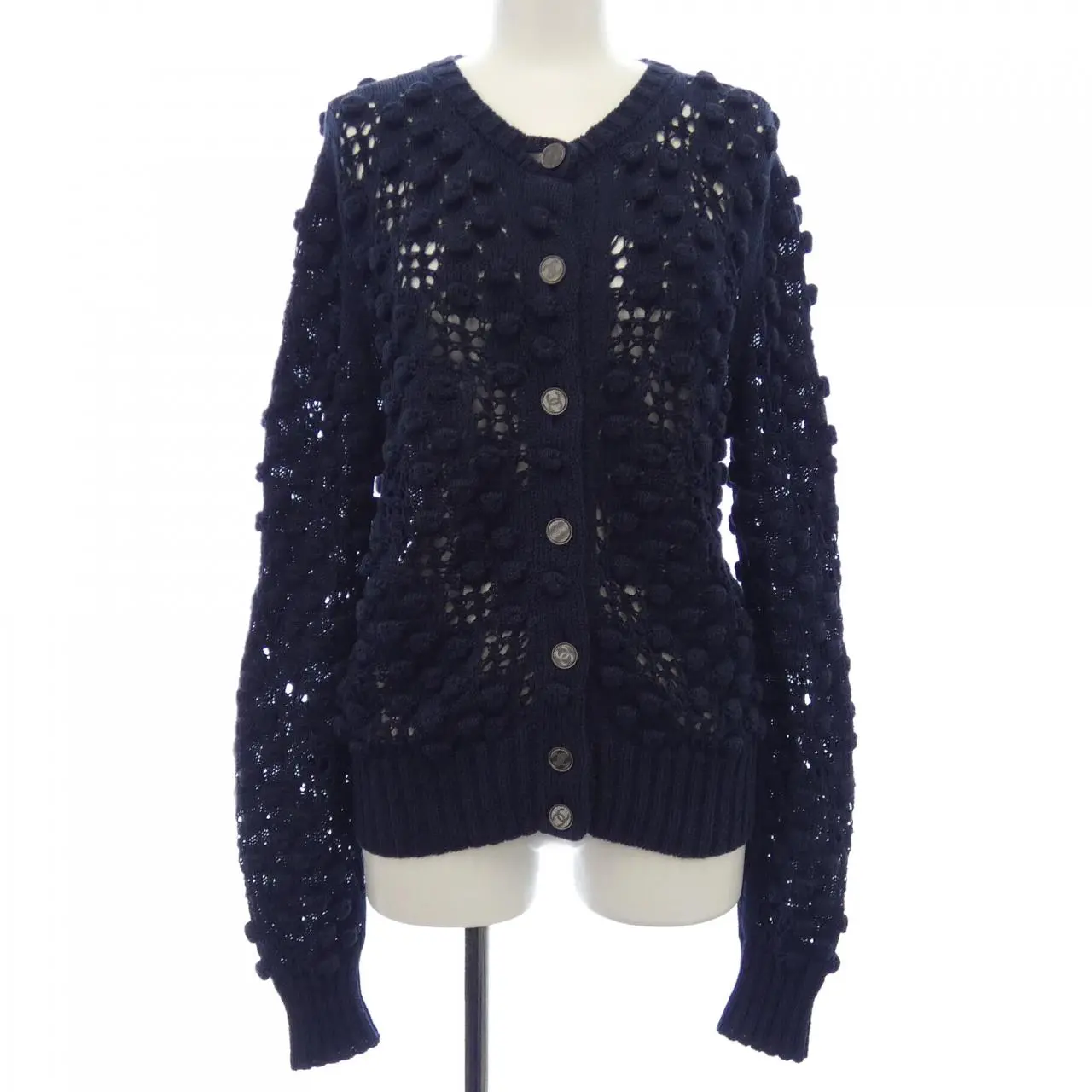 Pre-owned CHANEL Cotton Small Leather Goods Knit Cardigan