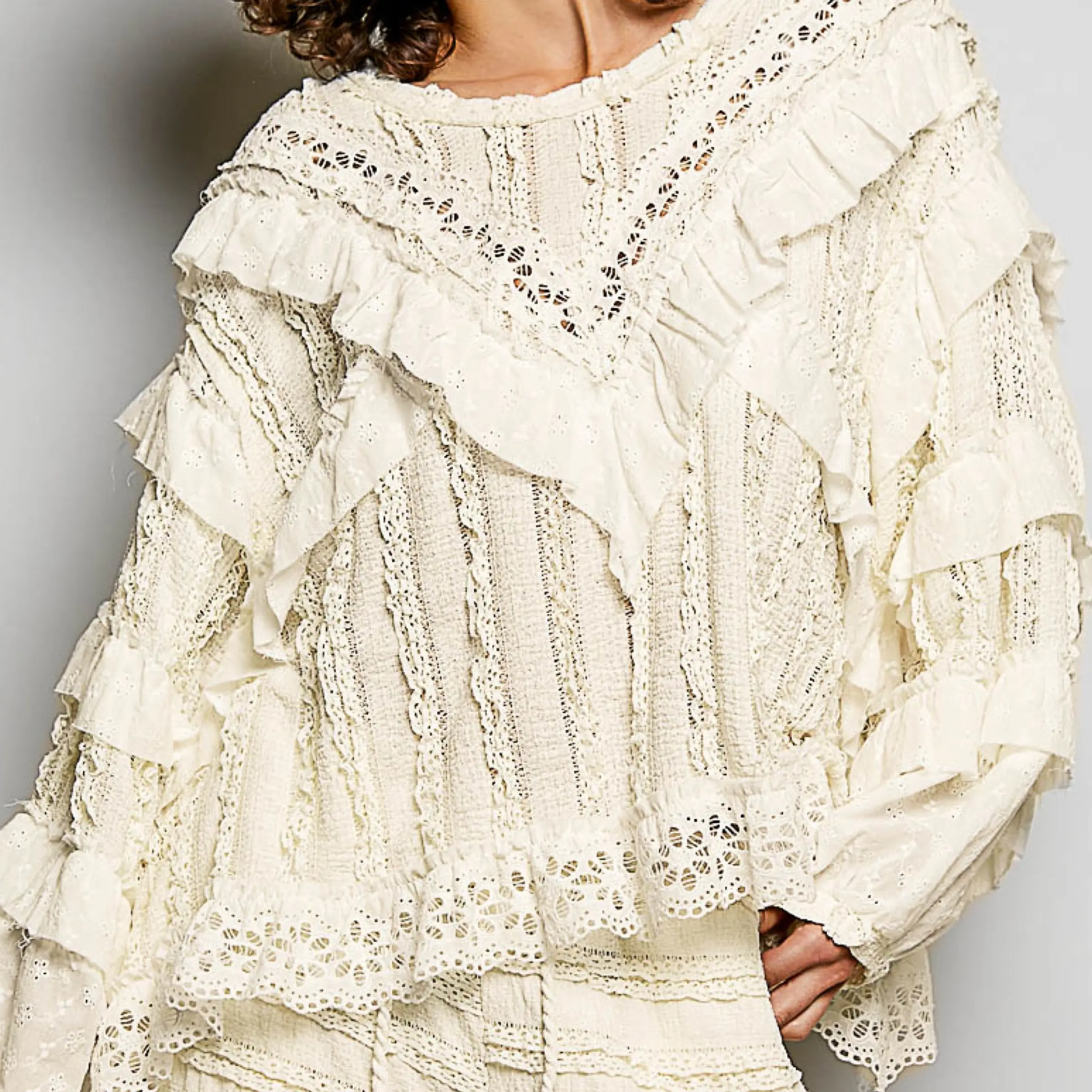 Sunset Romance Lace With Eyelet Ruffle Top Cream Sunset Romance Lace With Eyelet Ruffle Top Cream