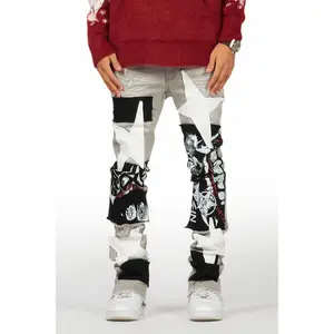 Vadim Grey Patchwork Stacked Flare Jean Vadim Grey Patchwork Stacked Flare Jean