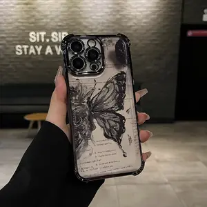 Butterfly Pattern Four-corner drop-proof TPU phone case for iPhone 16 15 14 Pro Max 13 12 11 XR XS Plus shockproof full camera protection durable slim silicone case mobile phone case