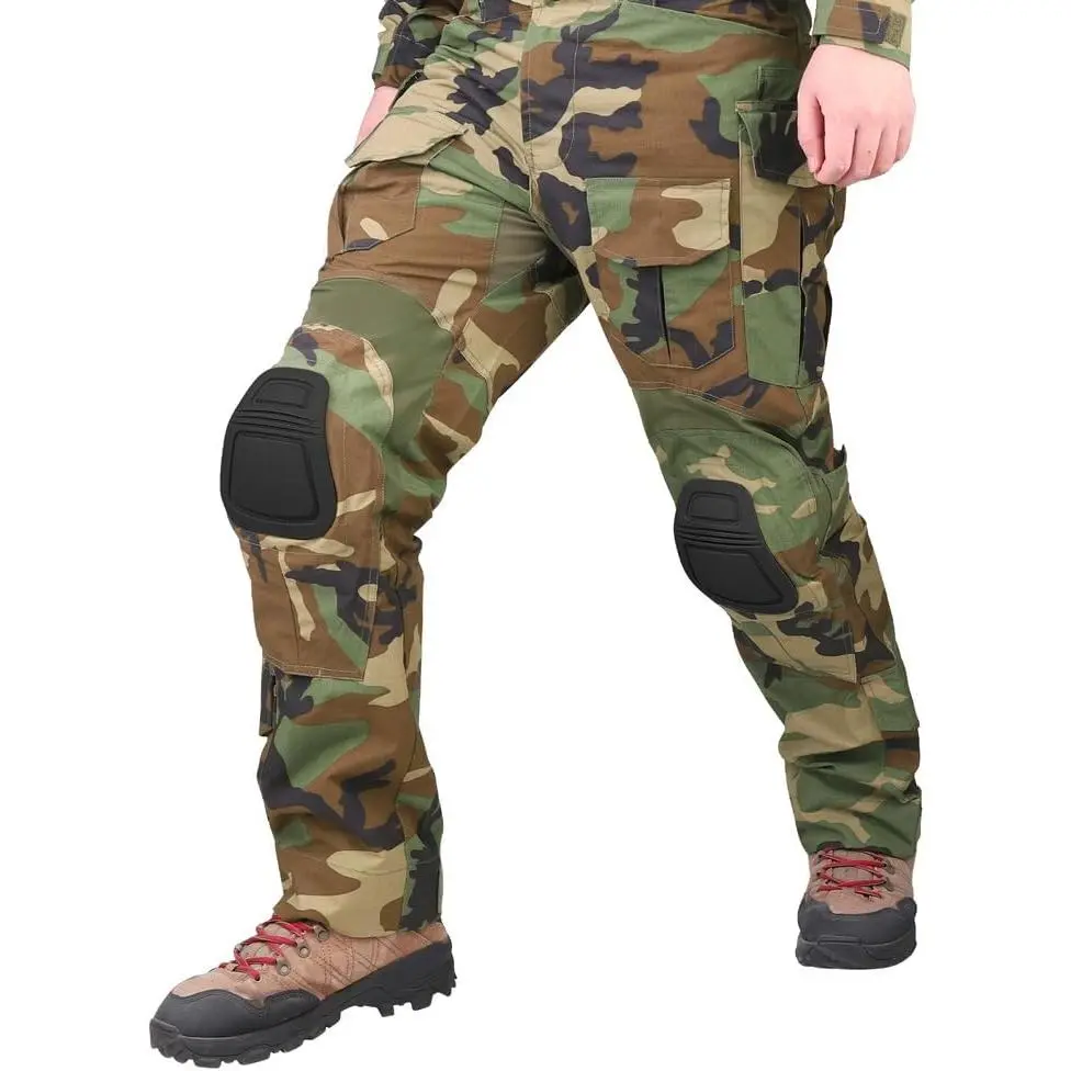 KRYDEX Men's G3 Combat Tactical Camo Cargo Joggers with Knee Pads - Ripstop, Multi-Pocket, Durable, Fitted Athletic Trousers with Aggressive Cut, Waist Adjustor for Airsoft, Hunting