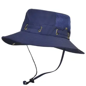 Summer breathable mesh fisherman's hat for men, suitable for outdoor fishing, hiking, sun protection, and wide brim.
