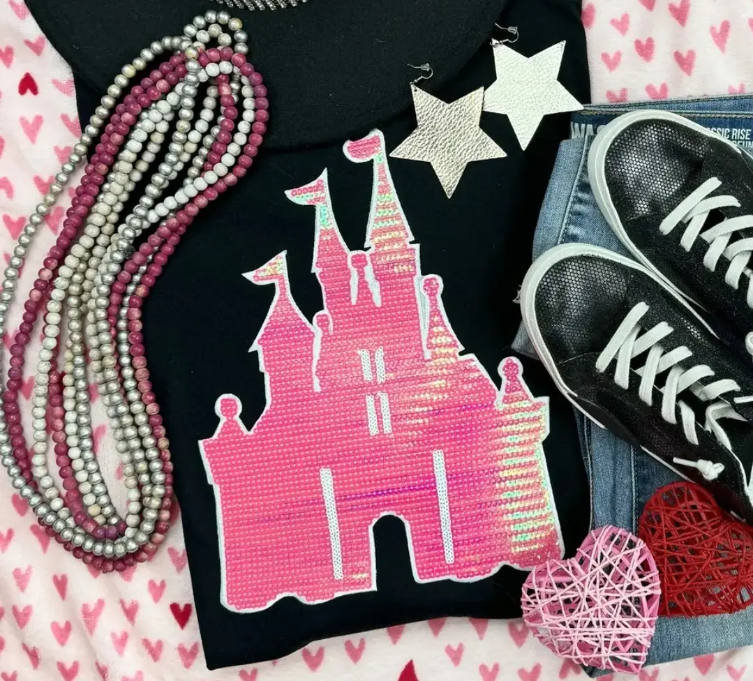 Pink castle applique patch