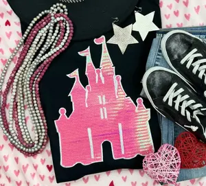 Pink castle applique patch
