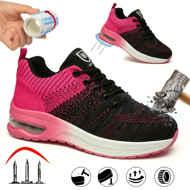 1 Pair Women's Safety Shoes With Steel Toe Cap, Anti-smashing And Anti-stabbing, Lightweight And Comfortable Work Shoes, Fashionable And Casual Labor Protection Shoes