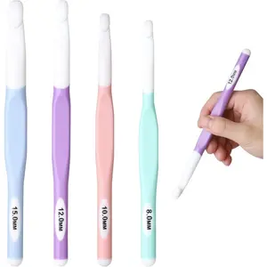 4 Sizes Large Crochet Hooks Set, 8mm 10mm 12mm 15mm Crochet Hooks for Chunky Yarn, Long Ergonomic Crochet Needles with Rubber Handle