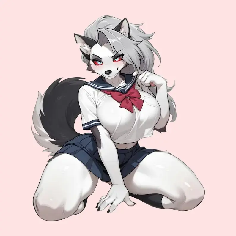 Furry Wolf Girl Furry Sticker, Anthro Waifu Cute 250th Americal Girl Decal, Kawaii Vinyl Sticker for Laptops, Cars, and Water Bottles