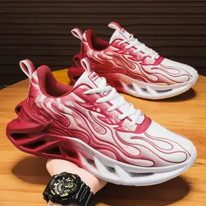 [Breathable Running Shoes] Lightweight Breathable Men's Running Shoes - Cushioned EVA Sole, Red/White Accent Athletic Sneakers - Lace-Up Closure for Training, Everyday & Formal Events - All-Season Performance Footwear,