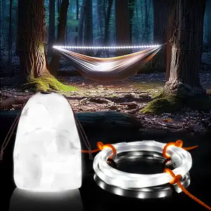 Camping String, Lights Portable Waterproof Solar Powered Camping Light with Snap Hook 4.9FtString Camp Lantern USB Rechargeable Power Bank for Yard Decorations