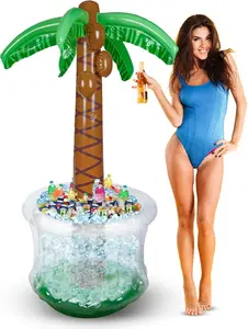 Inflatable Palm Tree Cooler 60" - Blow Up Palm Tree Luau Hawaiian Tropical Beach Theme Summer Swimming Pool Party Decorations - Outdoor Party Supplies - Kids Adults Birthday