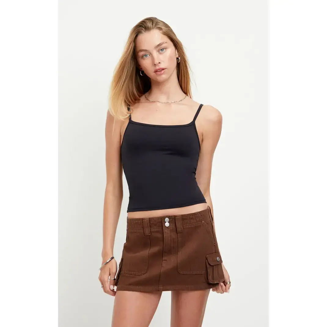 Pacsun Women's Piper Brown Low Rise Micro Jean Skirt - Multicolor
