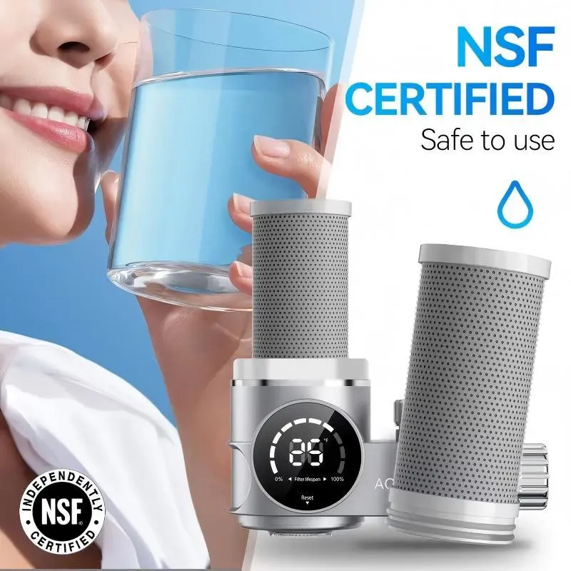 AQUPUVIR 2.0 Carbon Faucet Water Filter Set (2 Pack) - NSF-Certified Cartridge, Removes Chlorine & Heavy Metals, Fits Kitchen Sinks, Bathroom Fixtures Whole House Water Filter Housing