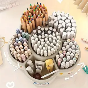 360 Degree Rotatable Pencil Holder, Marker Pen Holder, Large Capacity Desk Stationery Storage Box, Cute Pencil Cup, Desk Organizer for Office, School, Home and Art Supplies
