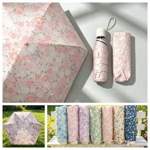 Portable Flower Pattern Umbrella, Waterproof Sun Protection, Foldable Design, Suitable for Daily Commute, Unisex, Multiple Colors Available