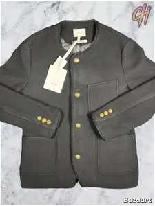 Bape Black Collarless Wool Black Chinese Jacket Size XL (MSRP: $1,000)