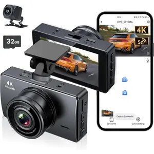 Dash Cam Front and Rear, Dash Camera for  4K+1080, Dashcam Built-in WiFi, APP Control, 32GB Card Included, 3" IPS  Screen, 24H Parking , Night Vision, G-Sensor