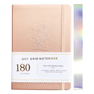 BUKE Bullet Dotted Journal, 180gsm Bamboo Paper 160Pages,Rose Gold Color A5 PU Leather Hardcover