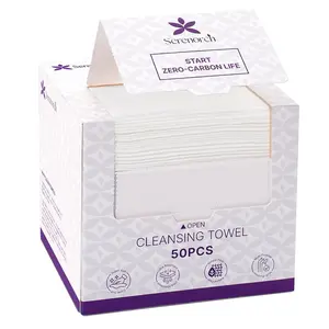Disposable Face Towels (50 Count) – XL 10"x12" Ultra Thick Facial Cleansing Cloths – Soft Biodegradable Dry Wipes for Sensitive Skin – Lint-Free Makeup Remover Towelettes for Daily Skincare