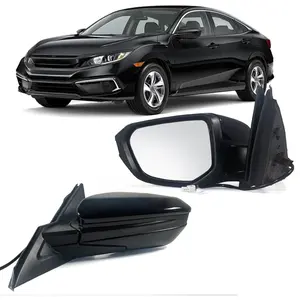 Left Driver Side Door Mirror For 2016-2021 HONDA CIVIC LX SE Sport with Power Mirror Manual Folding Non-Heat Match to Black Replace 76258-TBA-A02ZA HO13202