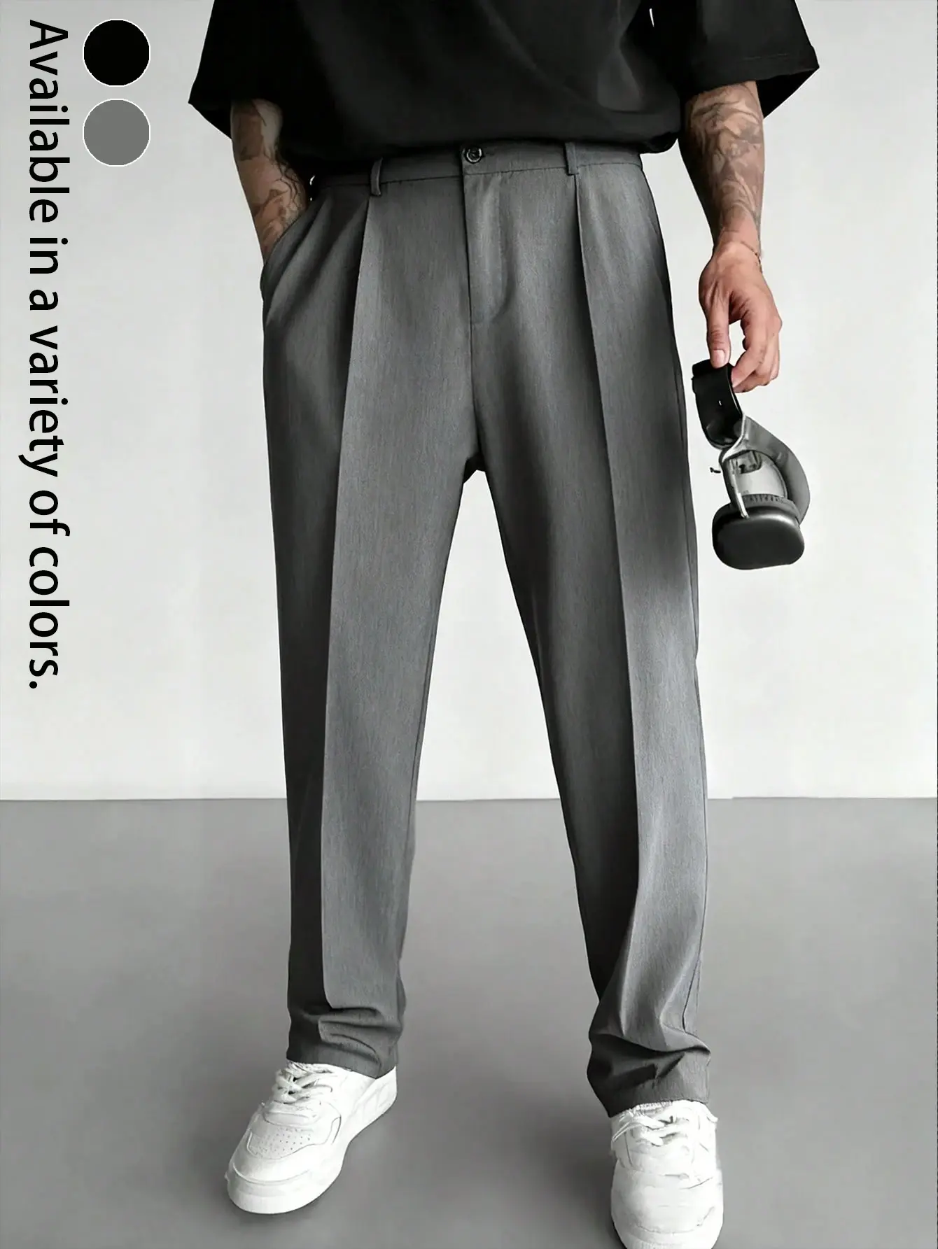 Men's Casual Business Suit Pants Pleated Straight Leg Dress Trousers Relaxed Fit Office Workwear Slacks with Side Pockets Modern Smart Casual Tailored Pants for Daily Commute Meetings Formal Events Streetwear and Versatile Everyday Styling All Season Wear