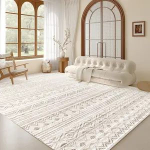 1pc Modern Moroccan Boho Rug - Neutral Blue & Brown Low-Pile Carpet Suitable for Living Room, Bedroom, Office - Machine Washable Soft Indoor Boho with Neutral Tones