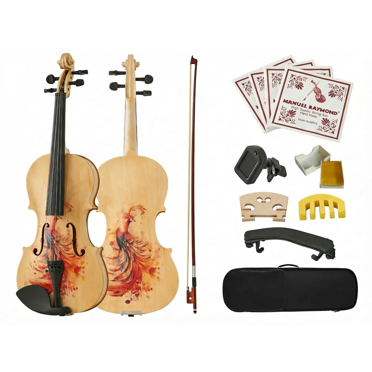 Professional 4/4 Full-Size Violin Premium Handcrafted Acoustic Fiddle with Complete Accessories, Exquisite Finish, Lightweight Durable Design for Musicians, Students, Beginners, Unique Gift for Music Lovers, Orchestra, Practice, Performance
