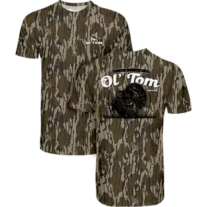 Ol Tom Full Strut T-Shirt For Men, Mossy Oak Washed Bottomland Mallard Tee, Hunting Tee, Mossy Oak Original Bottomland Short Sleeve Camo Shirt