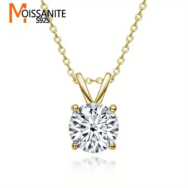 925 sterling Silvery 1ct/ 2ct/ 3ct/ 5ct four-claw Moissanite pendant necklace, clavicle chain engagement wedding dinner party, high-end light luxury niche, birthday anniversary Valentine's Day Christmas Halloween gift, with gift box about 3g