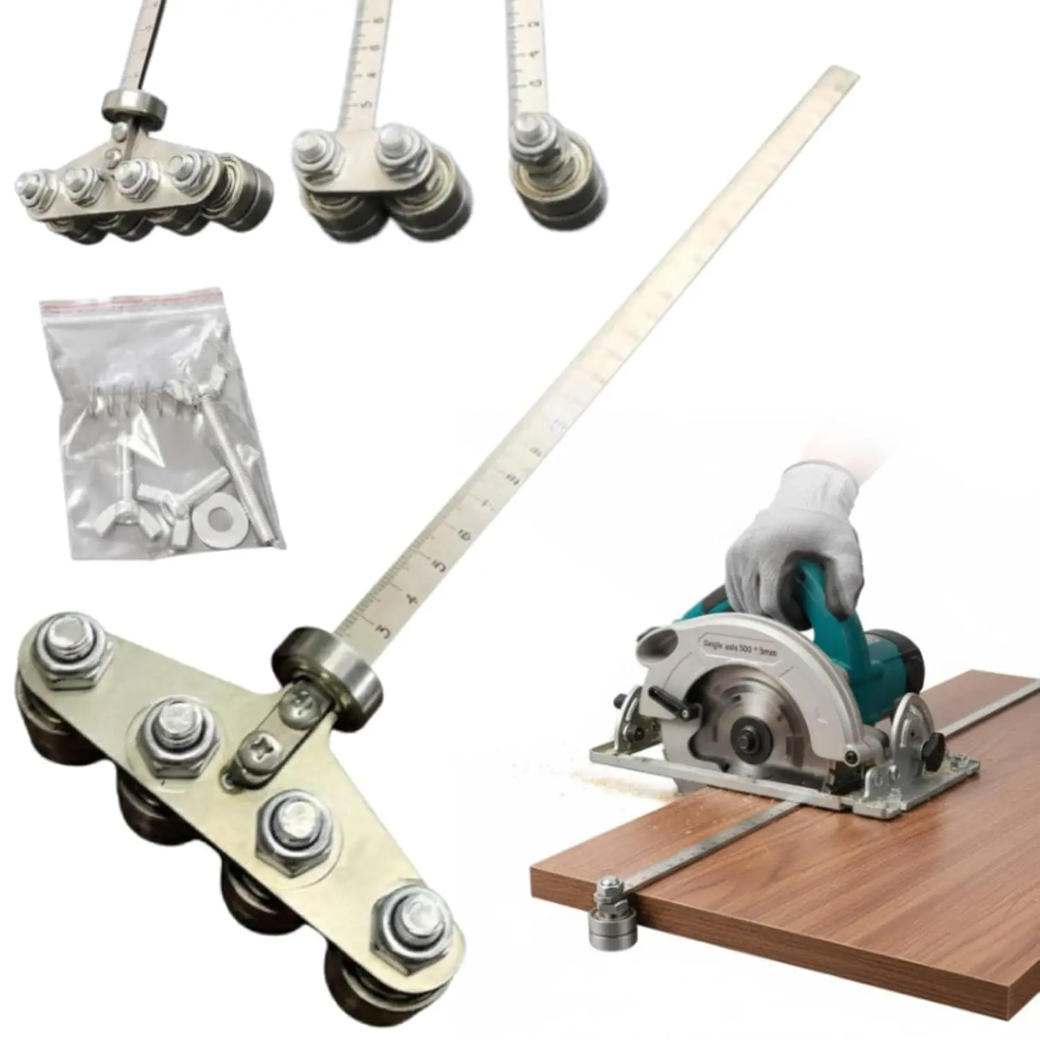 24in Positioning Caliper, Stainless Steel Circular Saw Cutting Guide, Adjustable Guide Rail, Precise Measurement Woodworking Tool for Hand Skill Saw