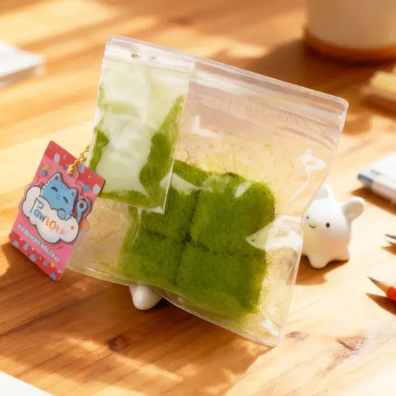 Pawtoto Green Grass Stress Ball Cube - Handmade Food-Grade Silicone, Creamy Clay Feel, Quick Rebound Fidget Squishy, Squeeze Stress Ball, Sensory Calming Tool for Mind Relaxation