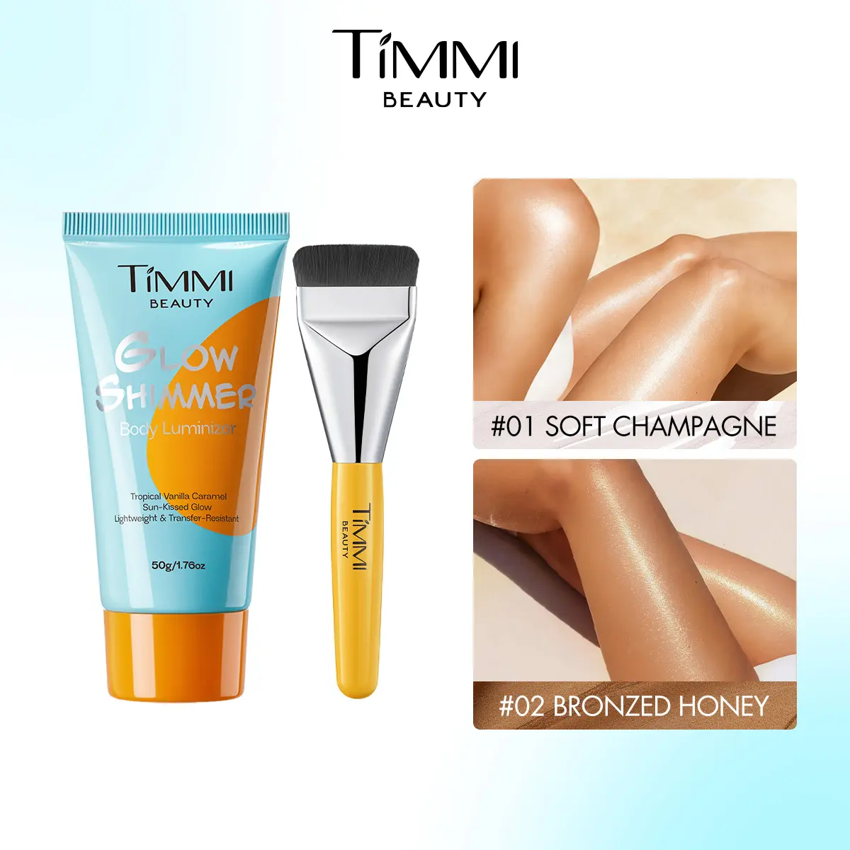Body Luminizer Glow Shimmer Body Makeup Radiant Sun-Kissed Glow Transfer-Resistant Vanilla Caramel Scent