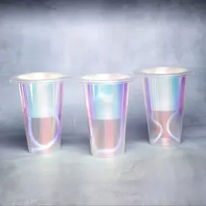 3 pack Small Iridescent Self Watering Cups with Inside Planter and Wick for Easy Plant Care and Stylish Decor