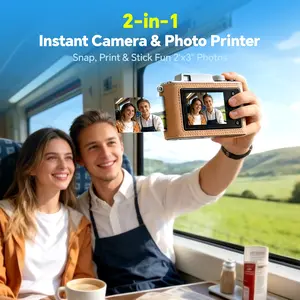 Hanin Z2 2-in-1 Instant Camera & Photo Printer, Includes 5 Sheets 2x3" Sticky-Backed Photo Paper, AR Video Function, Compact Instant Print Camera Kit for Creative Photography