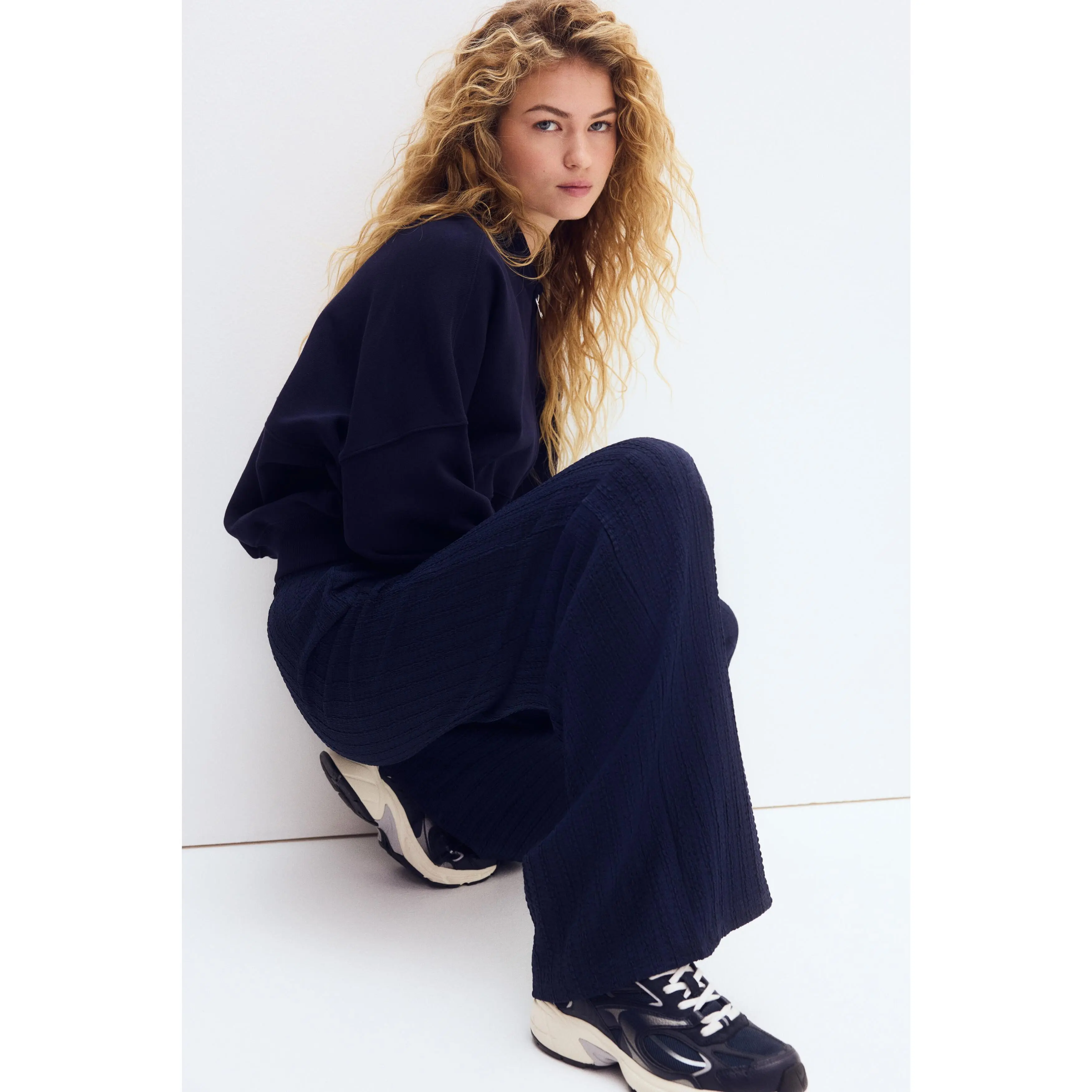H&M Textured jersey drawstring trousers