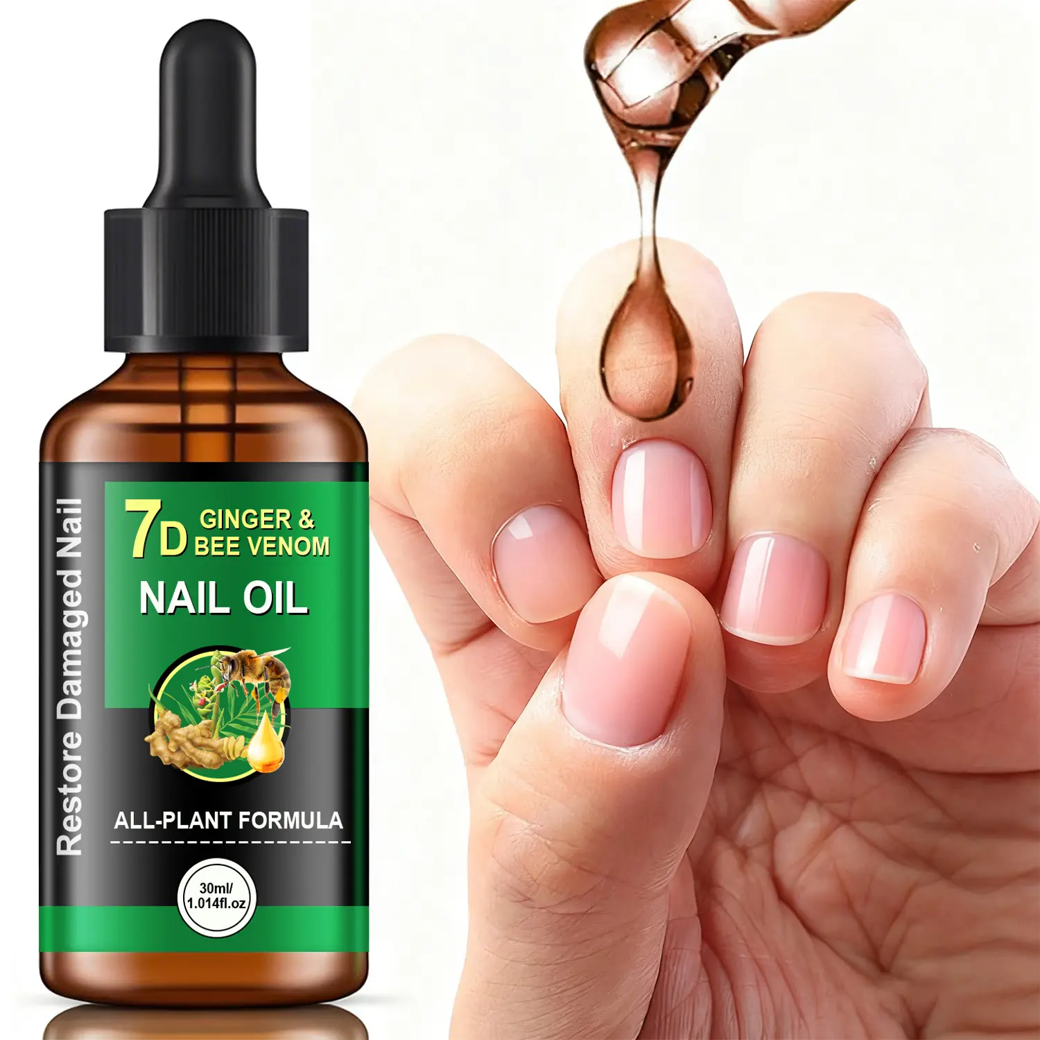 All-Plant Nail Care Manicure Strengthening Oil with Ginger & Jojoba | Promotes Healthy Nail Growth in 7 Days | Restores Damaged Nails & Improves Appearance | Perfect for Weak Nails & Cuticle Repair |