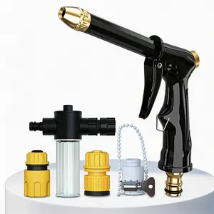 Adjustable High Pressure Water Gun with Foam Cannon Bottle, Multifunctional Foam Sprayer, Perfect for Auto Washing, Garden Cleaning & Household Daily Use, Durable Outdoor Cleaning Tool, Ideal Father's Day Birthday Gift for Car Enthusiasts