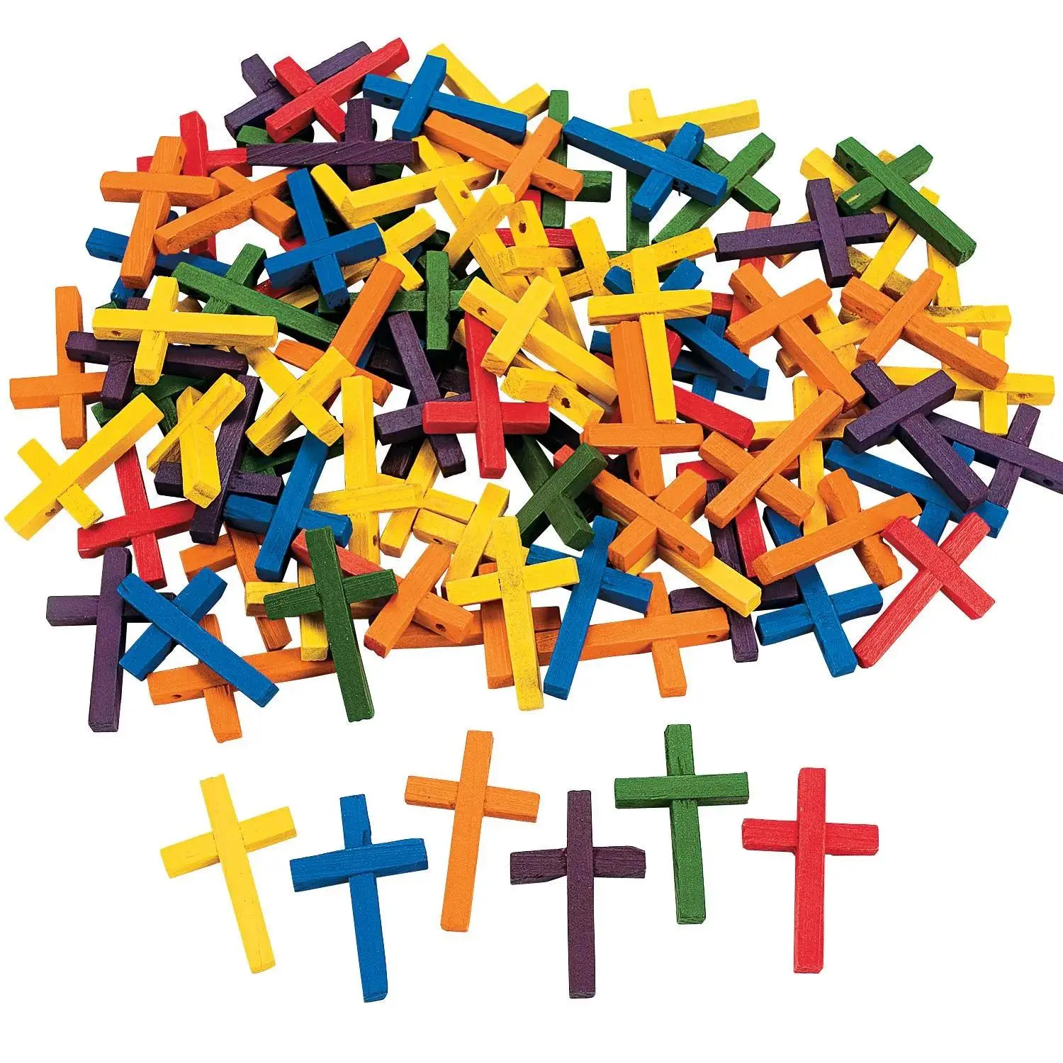 1 3/4" Bulk 100 Pc. Classic Wonderful Wood Cross Solid Color Beads