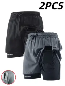 2-pack men’s quick-dry loose shorts with pockets and an adjustable waistband, perfect for sports and casual wear