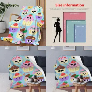 Luxurious Flannel Blanket Set Elegant Cupcake Ice Cream Theme Ultra Soft Comfortable MultiPurpose Throw for Sofa Rest Office Relaxation Styling Props Cool Weather Use Simple Cleaning Perfect for Outdoor Adventures Living Space Lovely Gift Idea