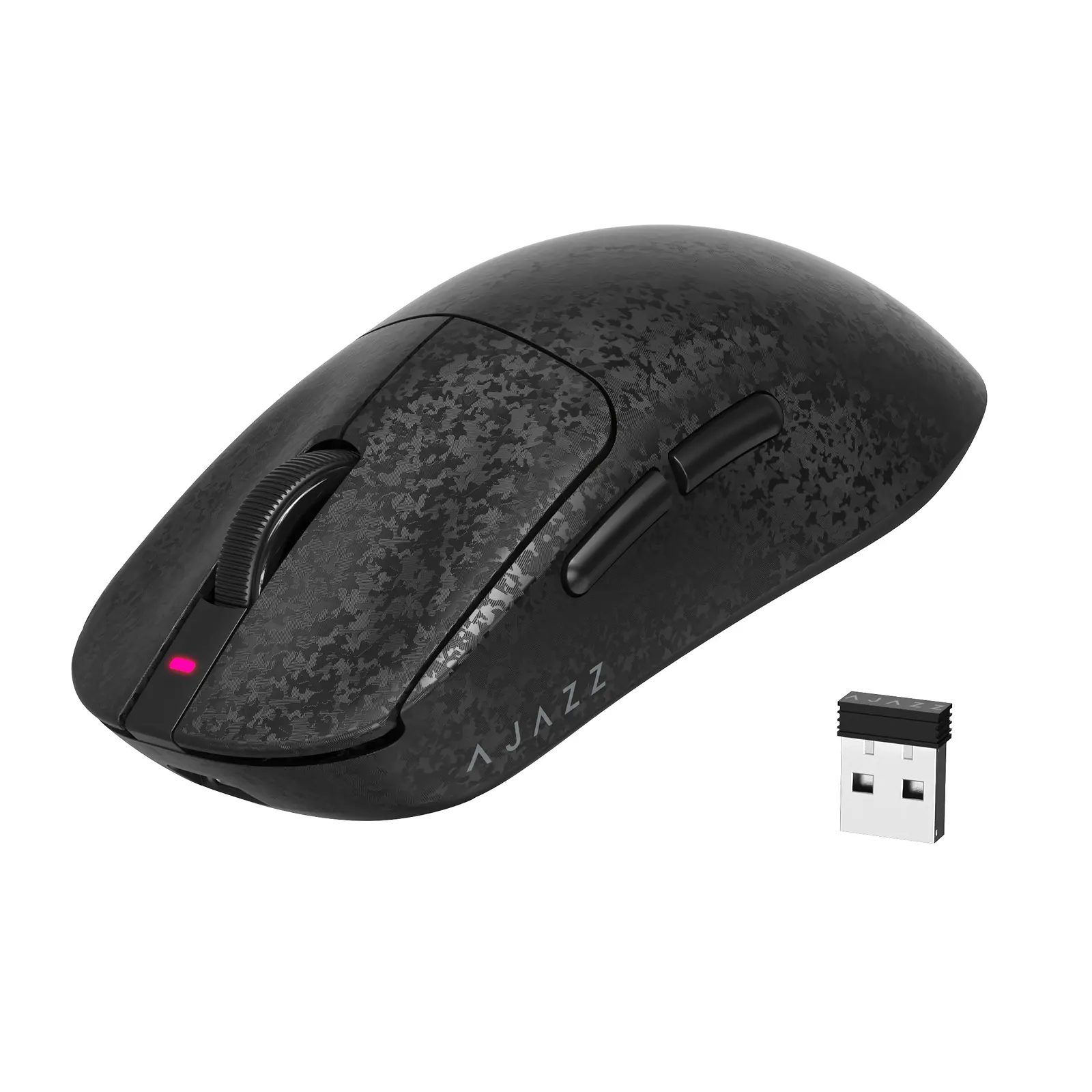 Ajazz AJ199 Wireless Gaming Mouse Ultra-Lightweight 55g Tri-Mode Connection 24000 DPI PAW3311 Sensor Carbon Fiber Shell 500mAh Battery 1K Polling Rate Durable & Anti-Slip Design