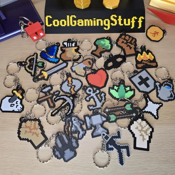 RuneScape Keychain, Old School RuneScape Collectibles, OSRS Keychains for Gamers, Pixel Icon Key Ring Gift