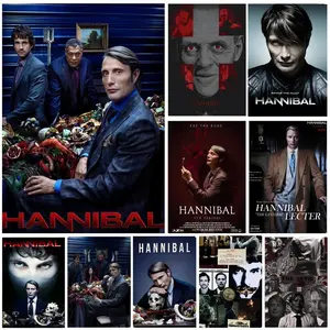 Horror TV Series Hannibal Poster Self-Adhesive Waterproof Art Sticker, Aesthetic Minimalist Wall Poster for Coffee Shop, Bar & Home Room Decor